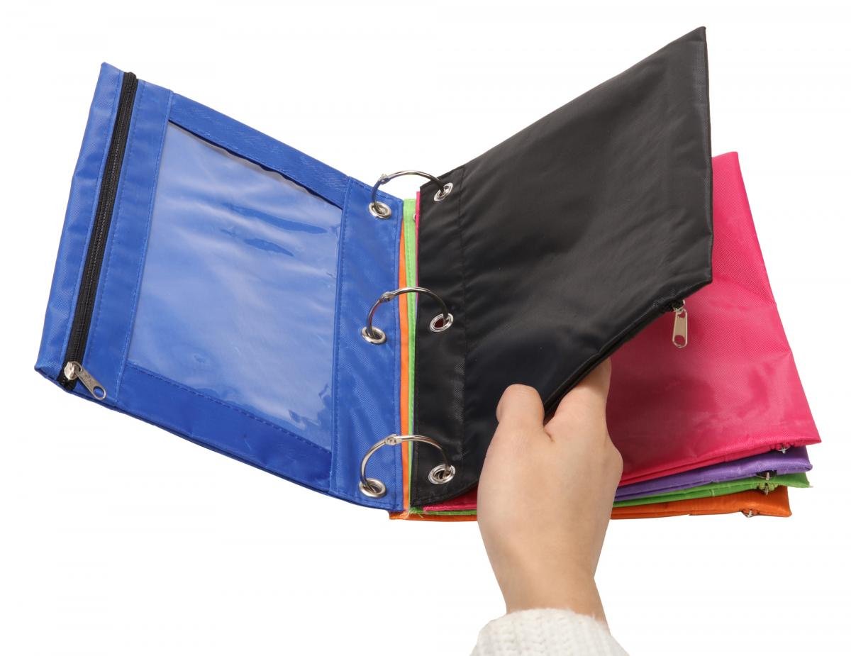 18-Pack Green 3-Ring Pencil Pouch with Clear Window
