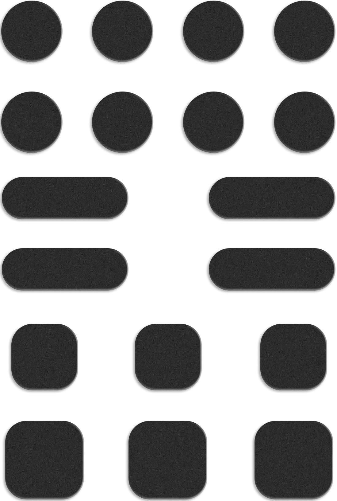 Set of 18 black webcam covers for privacy protection