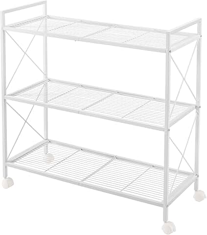3-Tier Metal Storage Rack with Wheels, 31.5 Inches