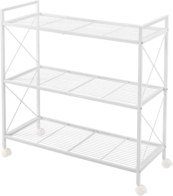 3-Tier Metal Storage Rack with Wheels, 31.5 Inches