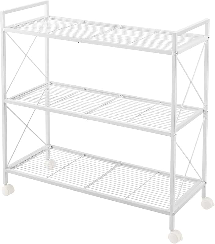 3-Tier Metal Storage Rack with Wheels, 31.5 Inches