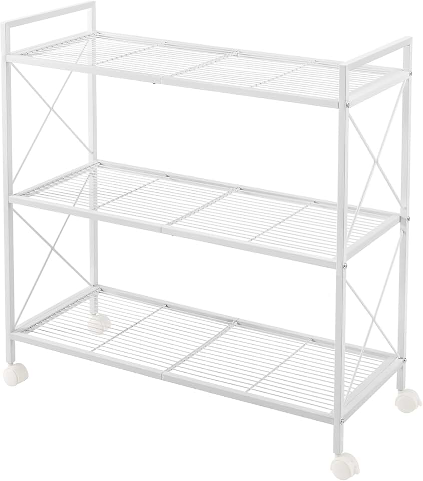 3-Tier Metal Storage Rack with Wheels, 31.5 Inches