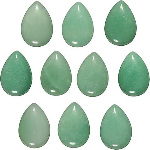 10 Green Aventurine Teardrop Crystal Beads for Jewelry Making