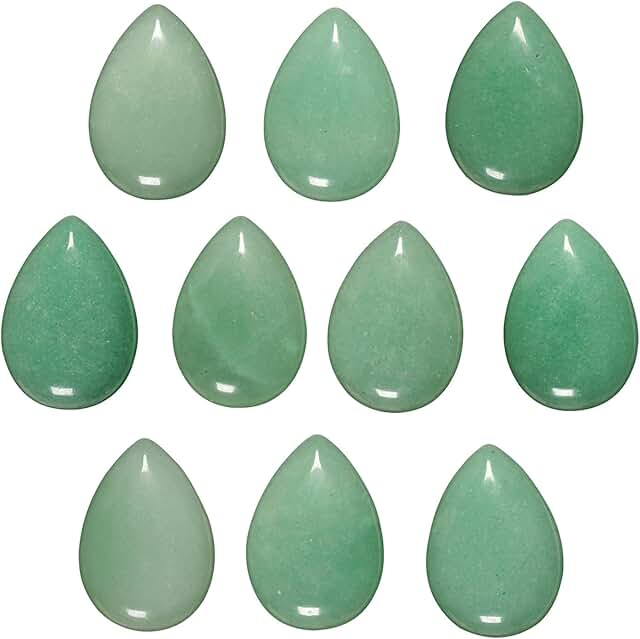 10 Green Aventurine Teardrop Crystal Beads for Jewelry Making