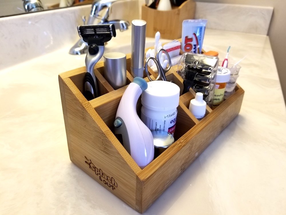 Small Bamboo Organizer for Desk and Home Storage