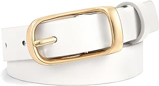 Women's Leather Belt for Jeans with Gold Buckle