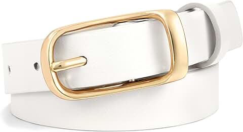 Women's Leather Belt for Jeans with Gold Buckle