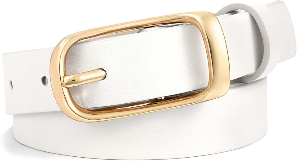 Women's Leather Belt for Jeans with Gold Buckle