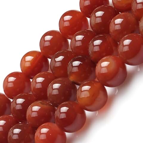 Red Carnelian Beads for Jewelry Making, 16mm Round, 15" Strand