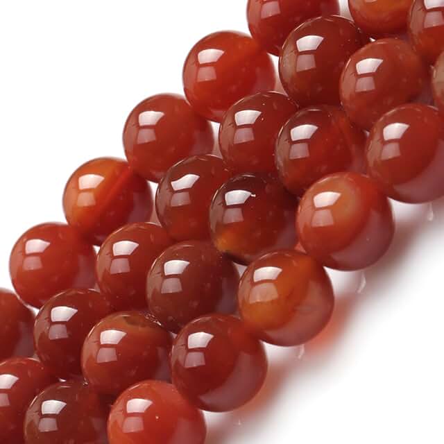 Red Carnelian Beads for Jewelry Making, 16mm Round, 15" Strand