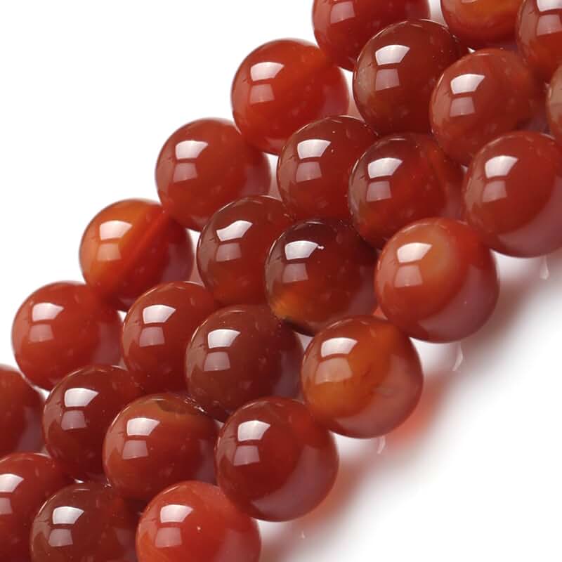 Red Carnelian Beads for Jewelry Making, 16mm Round, 15" Strand