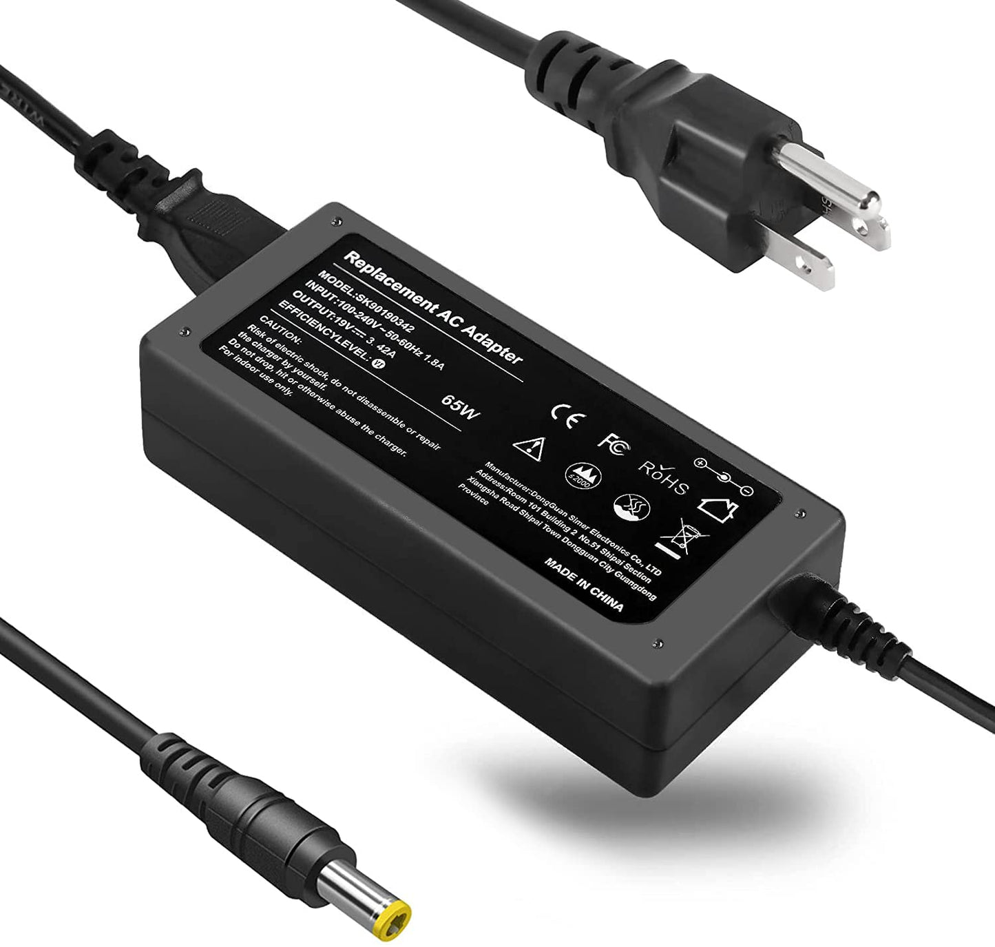 AC Adapter Power Supply Cord For Acer LCD Monitor S202HL S230HL S231HL S232HL H236HL G246HL G276HL G236HL S240HL S220HQL S271HL H226HQL G226HQL S241HL HN274H Aspire 5 3 E15 One Laptop Computer Charger