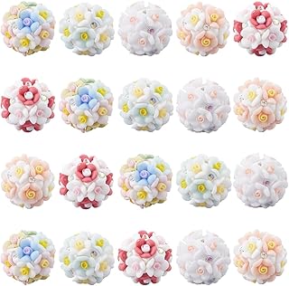 20Pcs Colorful Flower-Shaped Resin Beads for Crafts