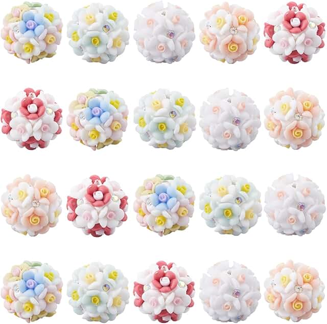 20Pcs Colorful Flower-Shaped Resin Beads for Crafts