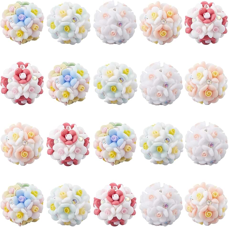 20Pcs Colorful Flower-Shaped Resin Beads for Crafts