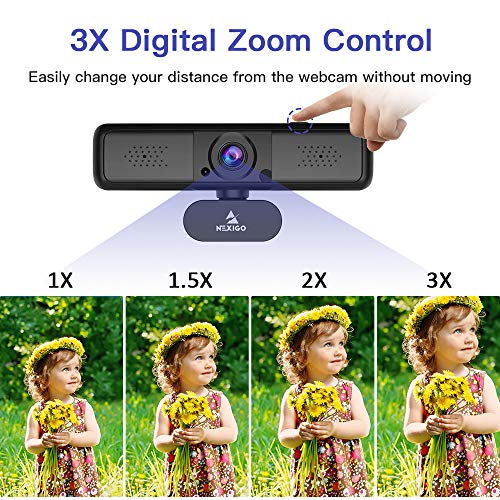 N650 2K QHD Webcam with 3X Digital Zoom and Privacy Cover, 1440P USB Streaming Web Camera, 80 Degree Widescreen for Online Class Zoom Meeting Skype Teams, PC Mac Laptop Desktop