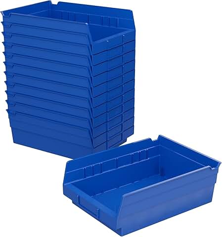 Heavy Duty Plastic Storage Bins, 12-Pack
