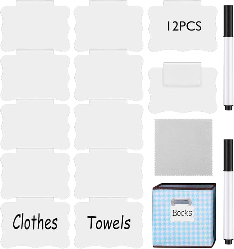 Reusable Basket Label Clips with Chalk Pens