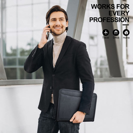 Zippered Leather Portfolio with Legal Pad and Organizer