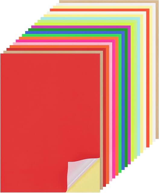 Colored Sticker Paper, 50 Sheets, 8x12 Inches