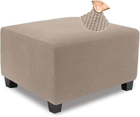 Large Khaki Soft Knitted Ottoman Cover for Square and Rectangle Ottomans