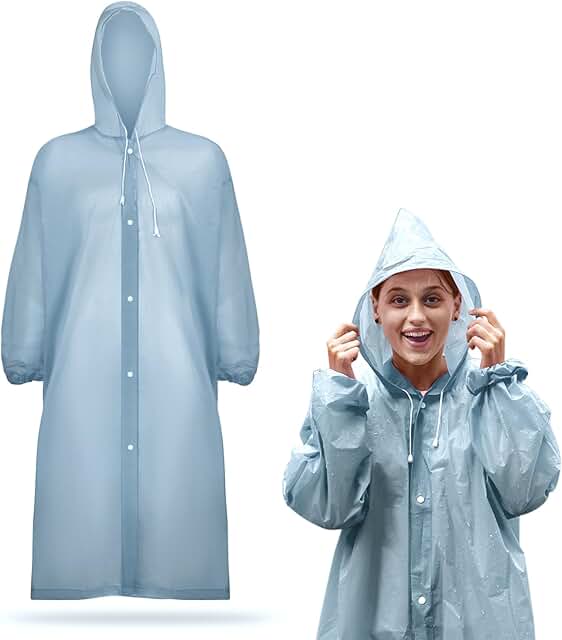 Adult Reusable Waterproof Rain Poncho with Hood