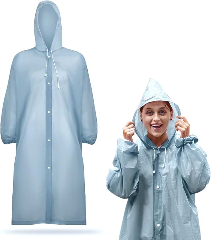 Adult Reusable Waterproof Rain Poncho with Hood