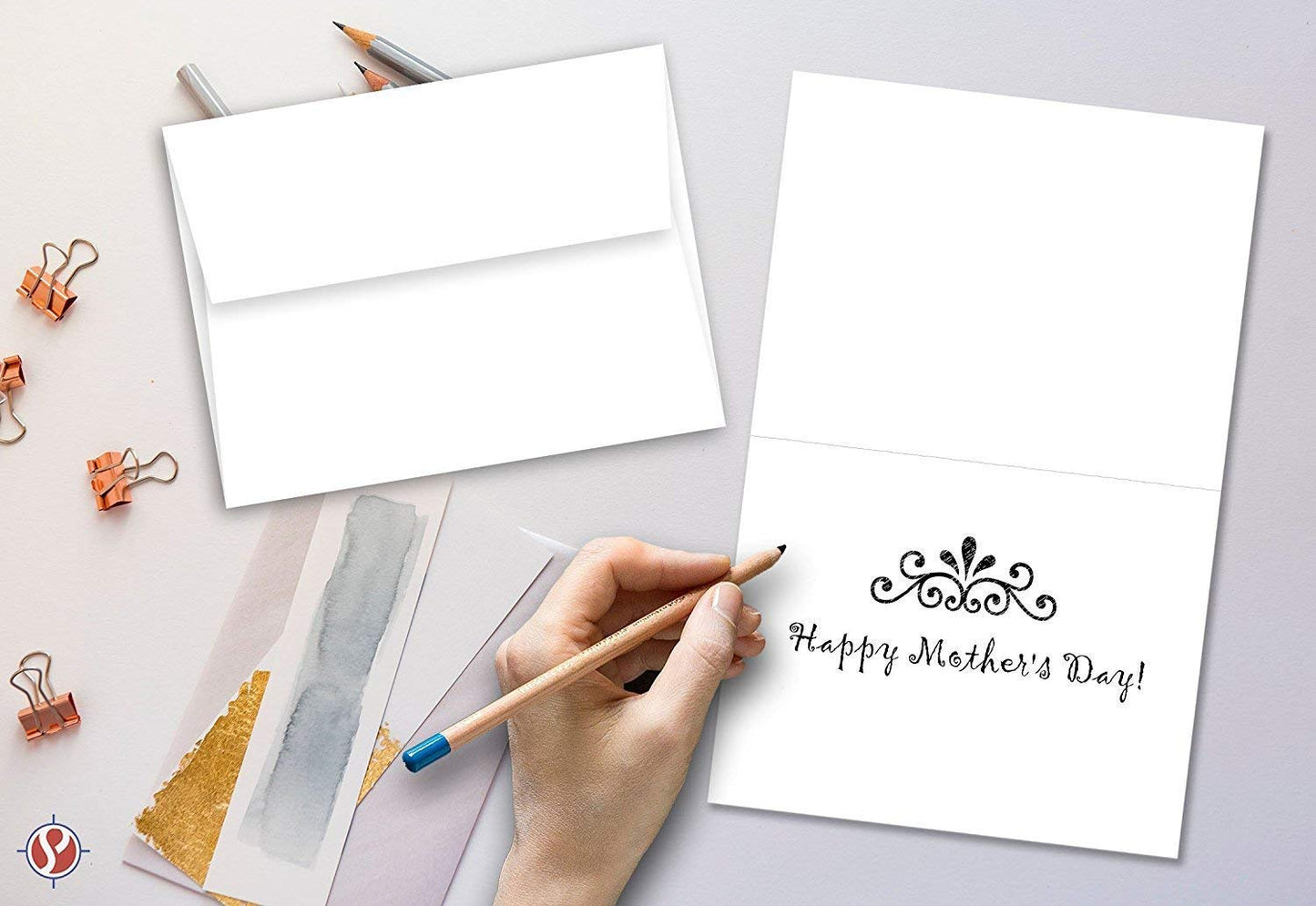 Blank White Greeting Cards Set with Envelopes, 50 Pack