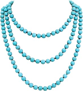 Long 8mm Pearl Beaded Wrap Necklace for Women