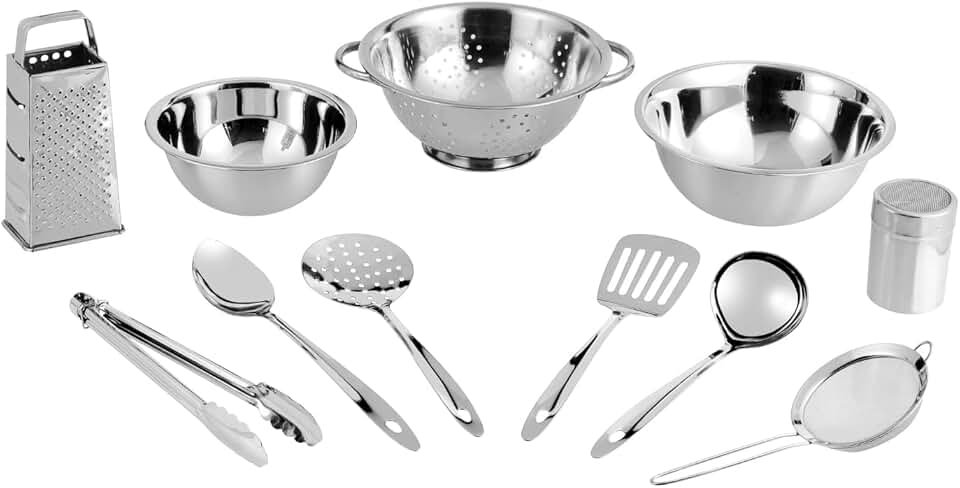 11-Piece Stainless Steel Cookware and Kitchen Tools Set
