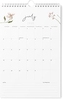 Vertical 2025-2026 Wall Calendar with Floral Design