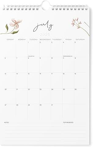 Vertical 2025-2026 Wall Calendar with Floral Design
