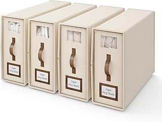 Foldable Bed Sheet Storage Box with Window, Beige