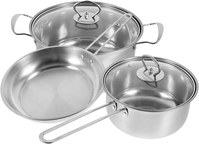 Stainless Steel Cookware Set with Frying Pan and Soup Pot