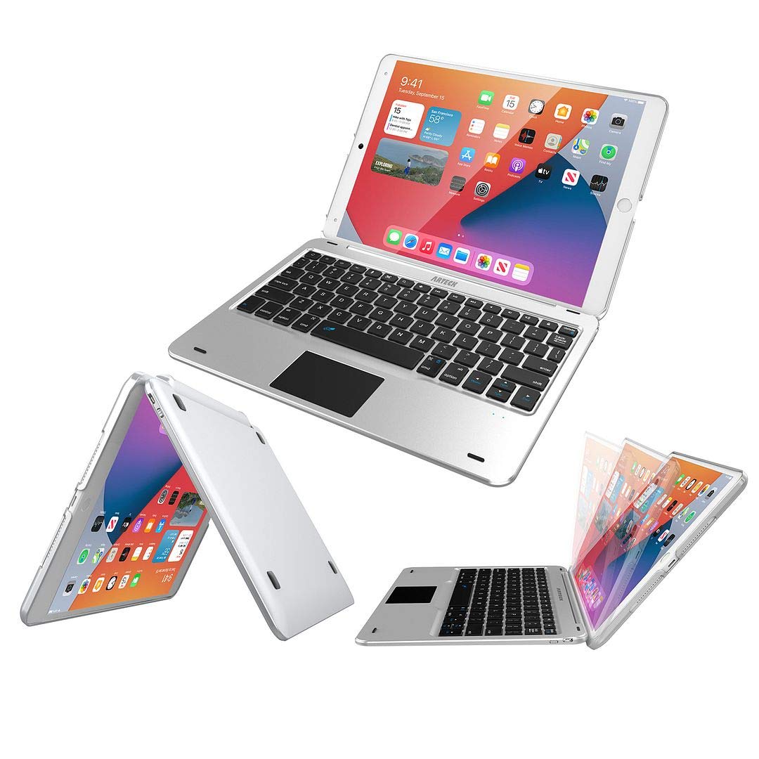 iPad 9th Gen 10.2-inch 2021 Keyboard Case with Track Pad, Bluetooth Keyboard with Folio Full Protection Case and Touch Pad for Apple 10.2-inch iPad 9 iPad 8, 7 with 130 Degree Swivel Rotating