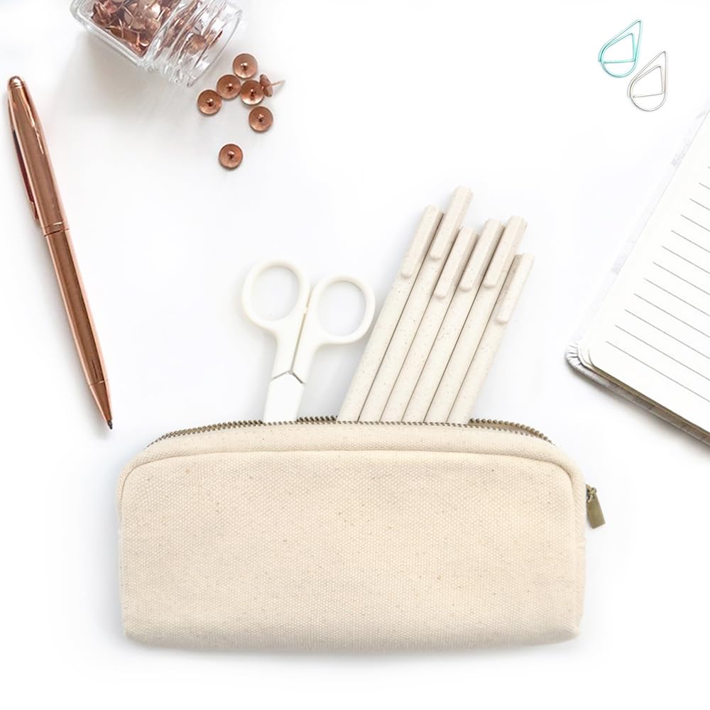 Large Canvas Pencil Case with Zipper for Stationery