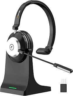 Wireless headset with mic for work and calls