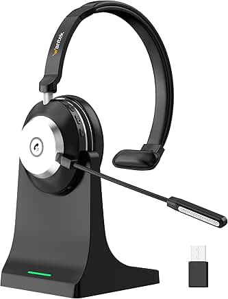 Wireless headset with mic for work and calls