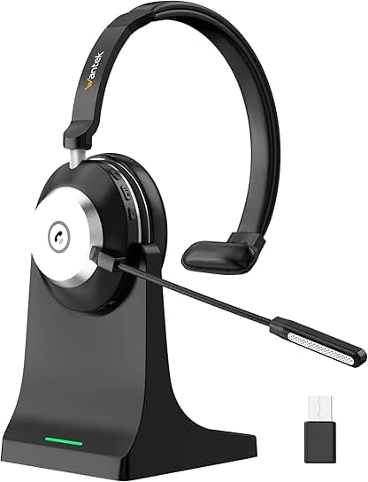 Wireless headset with mic for work and calls