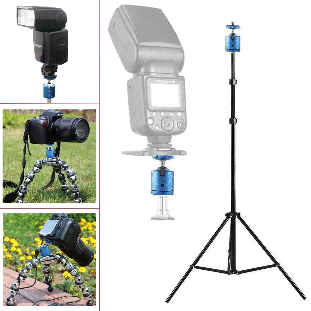 1/4 Mini Ball Head 360 Degree Swivel Tripod Head Aluminum Alloy Body with Standard 1/4 Screw Thread Base for Monopod Bracket Light Stand Compatible with HTC Vive Gopro - 2 Pack Blue