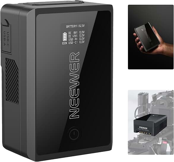 Mini V Mount Battery with D Tap, USB, OLED Screen