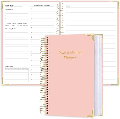 Daily and Monthly Planner for 2026, Pink, A5 Hardcover