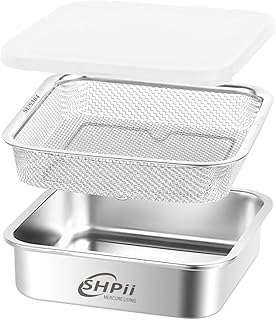 Square stainless steel colander with lid, 1500ML