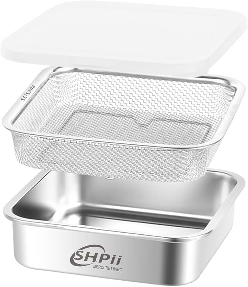 Square stainless steel colander with lid, 1500ML