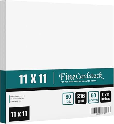 11x11 inch white thick cardstock, 50 sheets