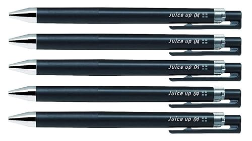 Set of 5 black gel ink pens with 0.4mm fine tips