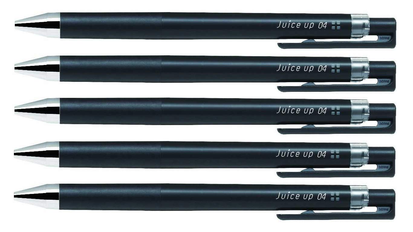 Set of 5 black gel ink pens with 0.4mm fine tips