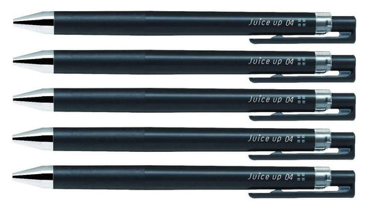 Set of 5 black gel ink pens with 0.4mm fine tips