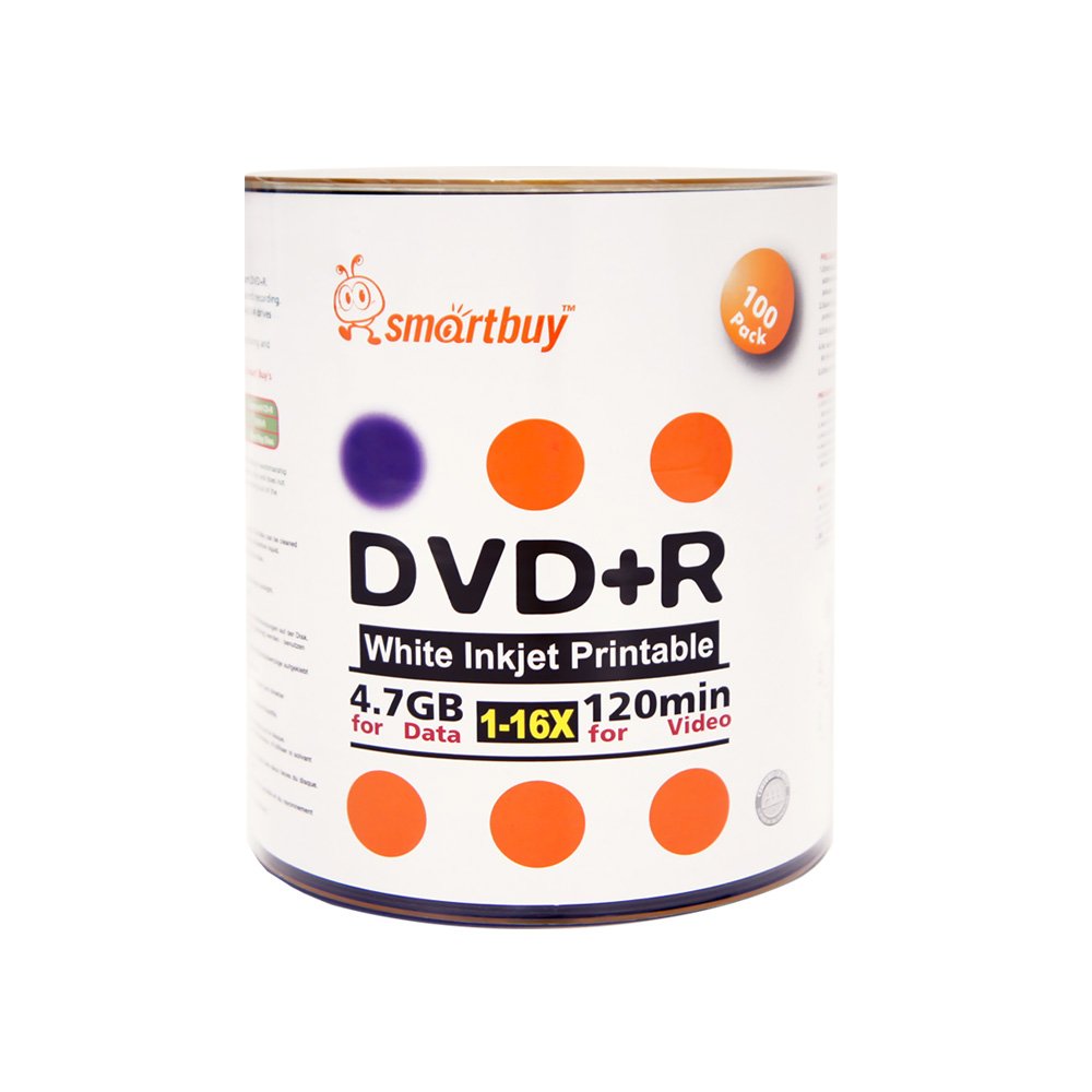 200 Pack DVD+R 4.7gb 16x White Printable Inkjet Blank Media Record Disc, 200 Disc 200pk