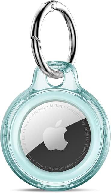 Blue transparent keychain holder with spring and case
